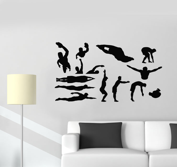 Vinyl Wall Decal Swimming Pool Swimmer Water Sports Swim Stickers Mural (g5658)