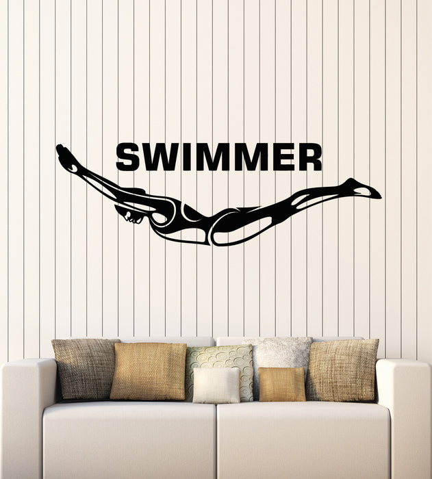 Vinyl Wall Decal Swim Swimmer Water Sports Swimming Pool Stickers Mural (g3042)