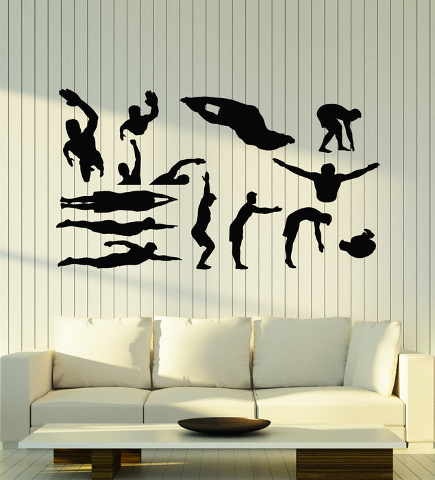 Vinyl Wall Decal Swimming Pool Swimmer Water Sports Swim Stickers Mural (g5658)