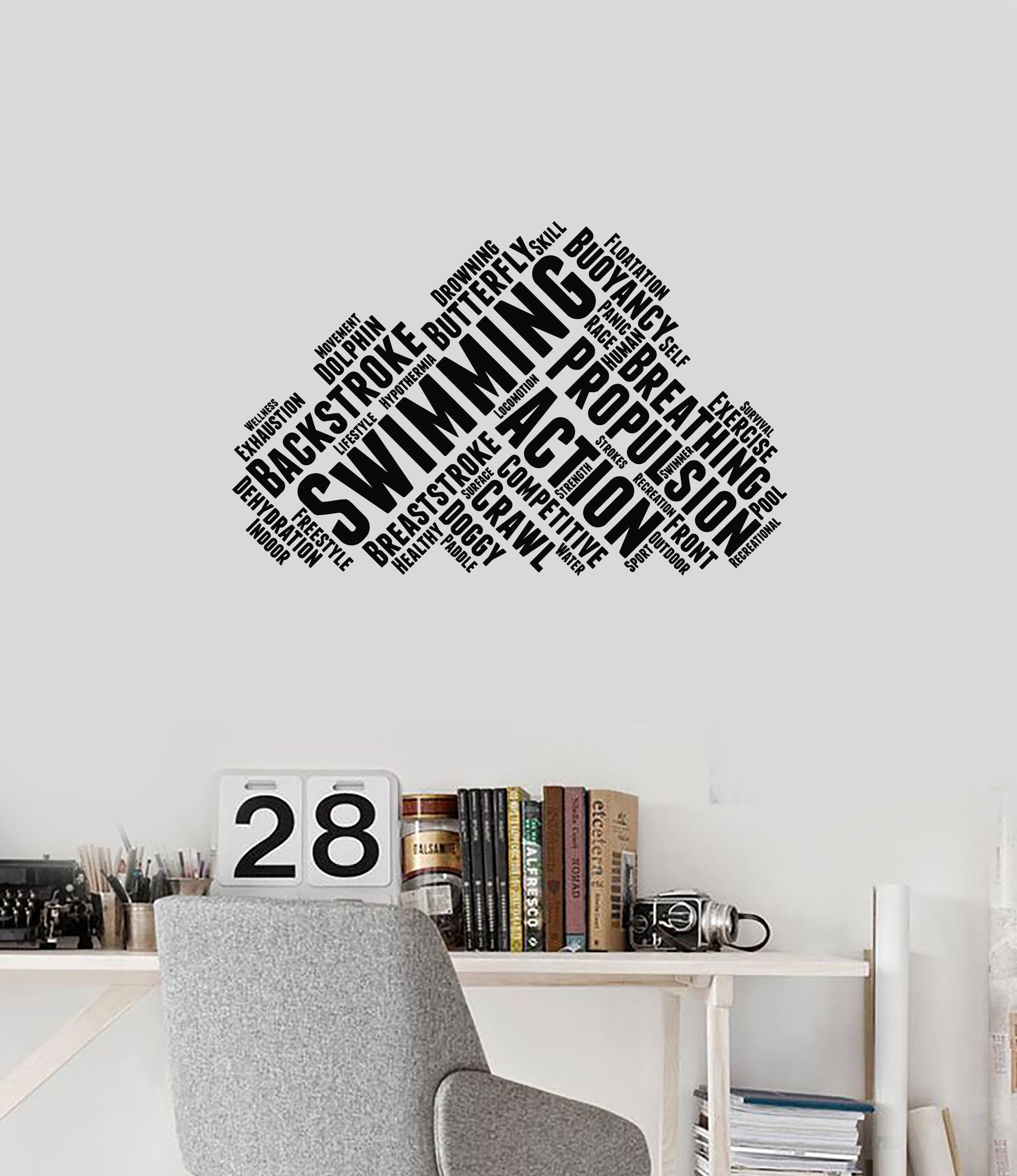 Vinyl Wall Decal Swimming Words Cloud Swimmer Words Cloud Decor Sticke ...
