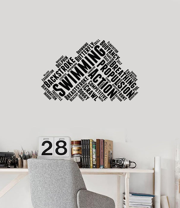 Vinyl Wall Decal Swimming Words Cloud Swimmer Words Cloud Decor Stickers Mural (ig5704)