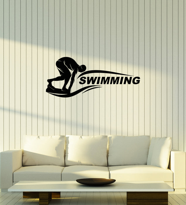 Swimmer Vinyl Wall Decal Word Swimming Pool Water Interior Room Stickers Mural (ig5940)