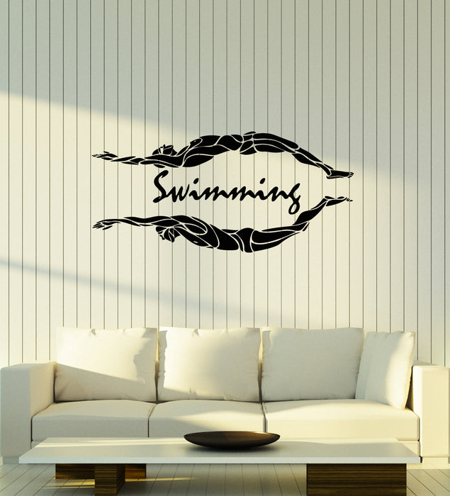 Vinyl Wall Decal Swimming Pool Swimmers Swim Water Sport Stickers Mural (ig6100)