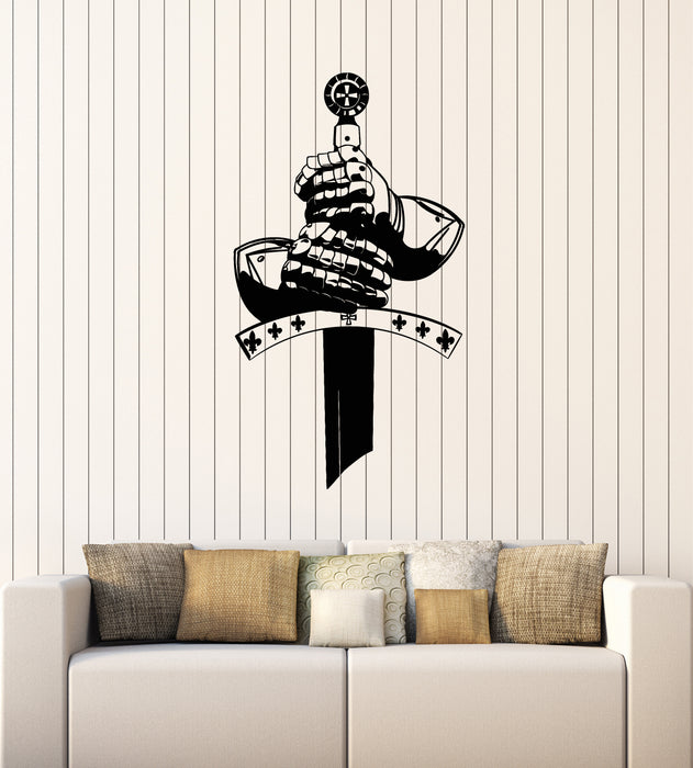 Vinyl Wall Decal Knight Warrior Hands Sword Middle Ages Stickers Mural (g3930)