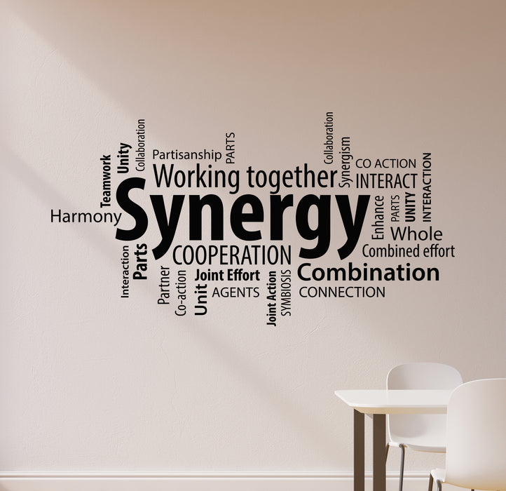 Vinyl Wall Decal Synergy Teamwork Team Work Office Words Cloud Stickers Mural (ig6224)