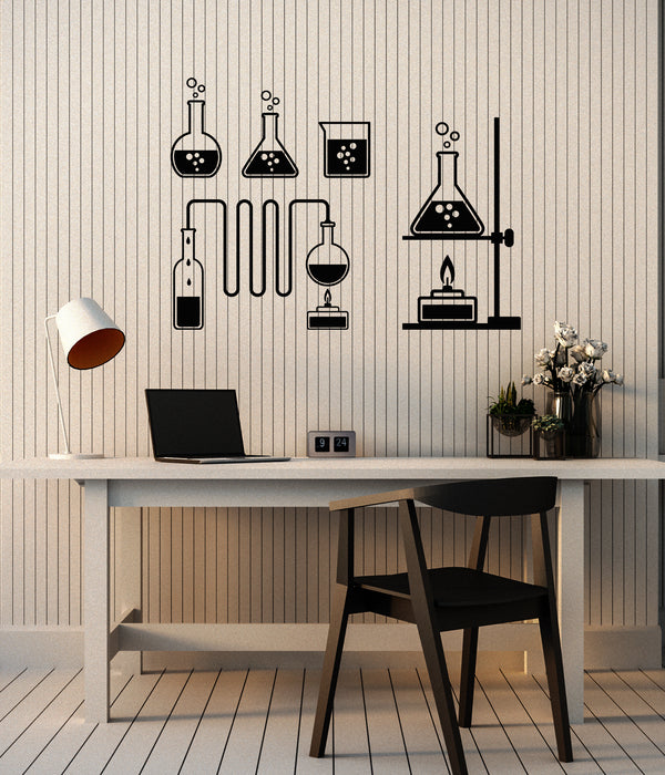 Виниловые наклейки на стену Трубка Пузырьки Наука Химия Лаборатория Школьные наклейки Фреска (g1640)