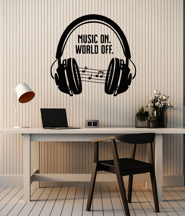 Vinyl Wall Decal Teen Music Headphones Song Singer Musical Notes Stickers Mural (g2333)