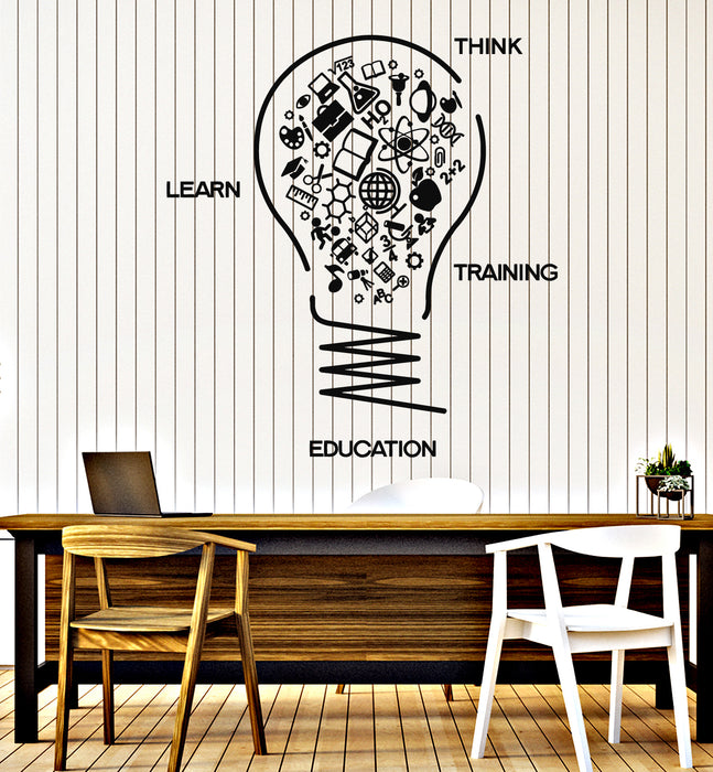 Vinyl Wall Decal Lightbulb Think Learn Training Study School Education Stickers Mural (g2669)