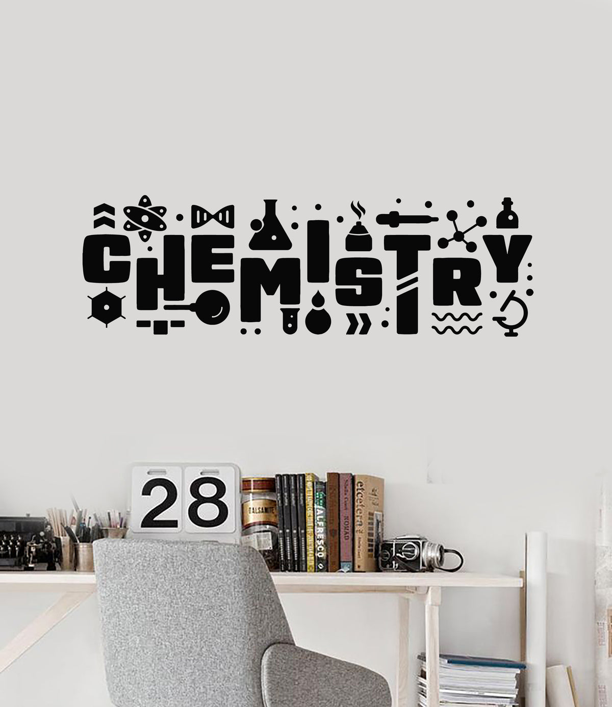 Vinyl Wall Decal Table Teen Room Chemistry Science School Stickers Mur ...