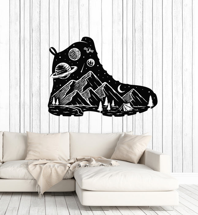 Vinyl Wall Decal Boot Shoe Bedroom Night Explorer Camping Stickers Mural (g4419)