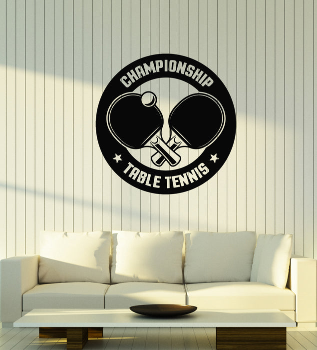 Vinyl Wall Decal Championship Table Tennis Rackets Game Sport Club Stickers Mural (g4038)