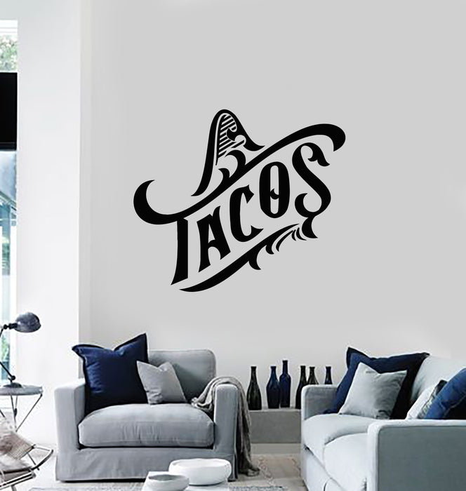 Vinyl Wall Decal Tacos Mexican Cuisine Food Sombrero Stickers Mural (g560)