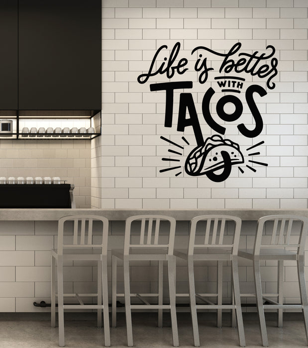 Vinyl Wall Decal Kitchen Phrase Mexican Food Tasty Tacos Stickers Mural (g4448)