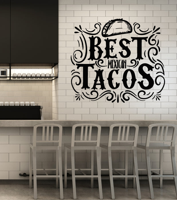 Vinyl Wall Decal Kitchen Words Best Mexican Food Tacos Stickers Mural (g4470)