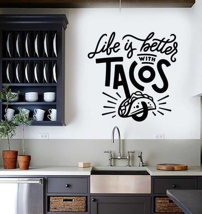 Vinyl Wall Decal Kitchen Phrase Mexican Food Tasty Tacos Stickers Mural (g4448)