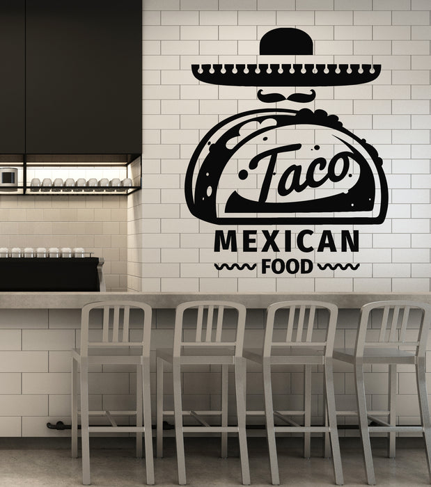 Vinyl Wall Decal Taco Fast Food Sombrero Mexican Good Food Stickers Mural (g4932)