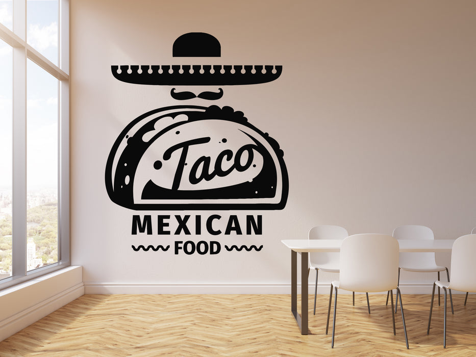 Vinyl Wall Decal Taco Fast Food Sombrero Mexican Good Food Stickers Mural (g4932)