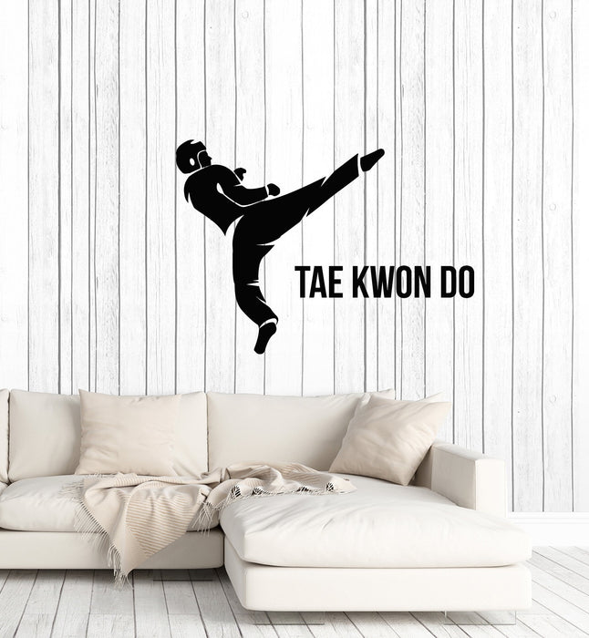 Vinyl Wall Decal Taekwondo Fighter Martial Art Lettering Fight Club Stickers Mural (ig5583)