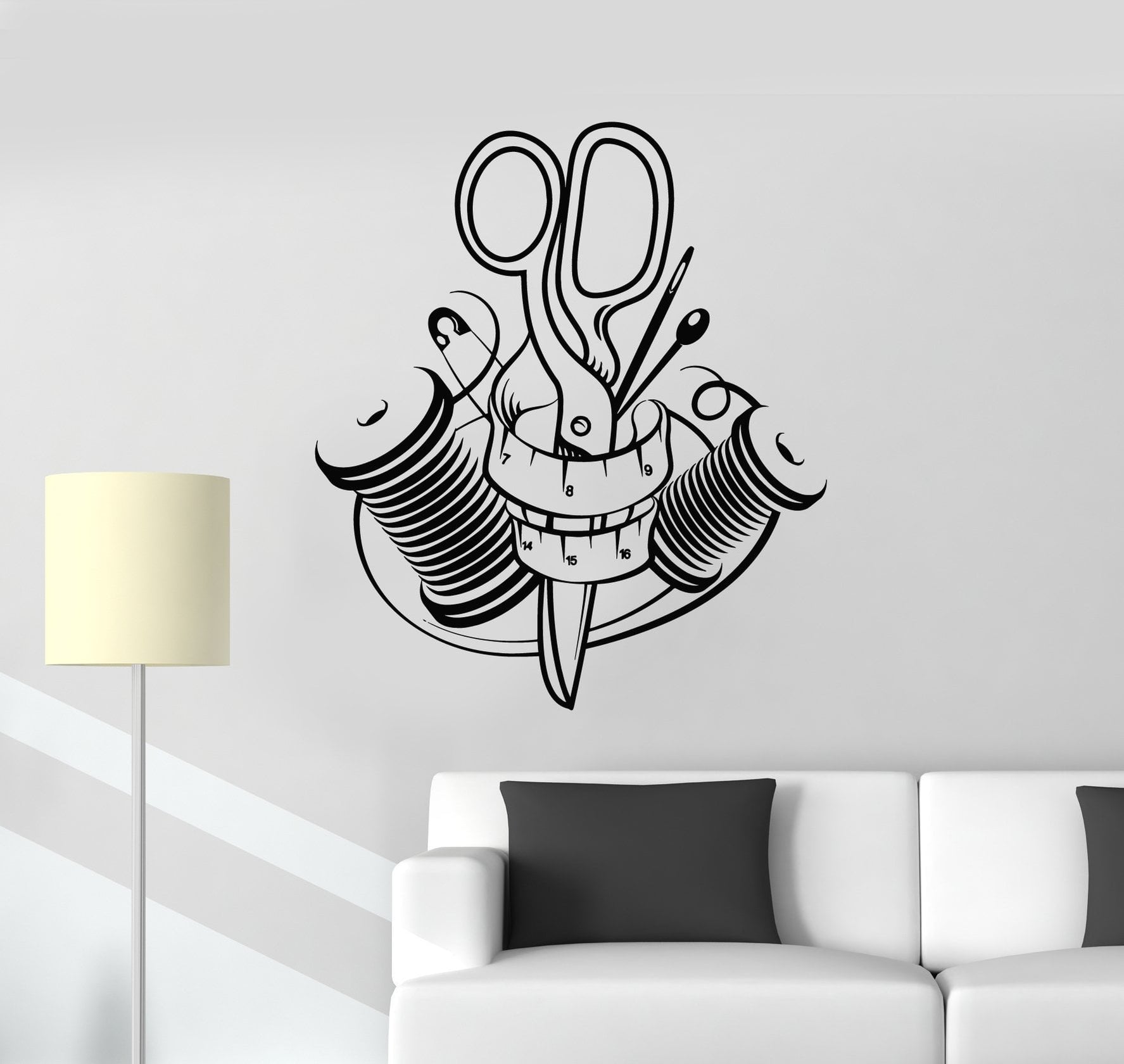 Vinyl Wall Decal Sewing and Cutting Tailor Tailoring Studio Decor Stic ...