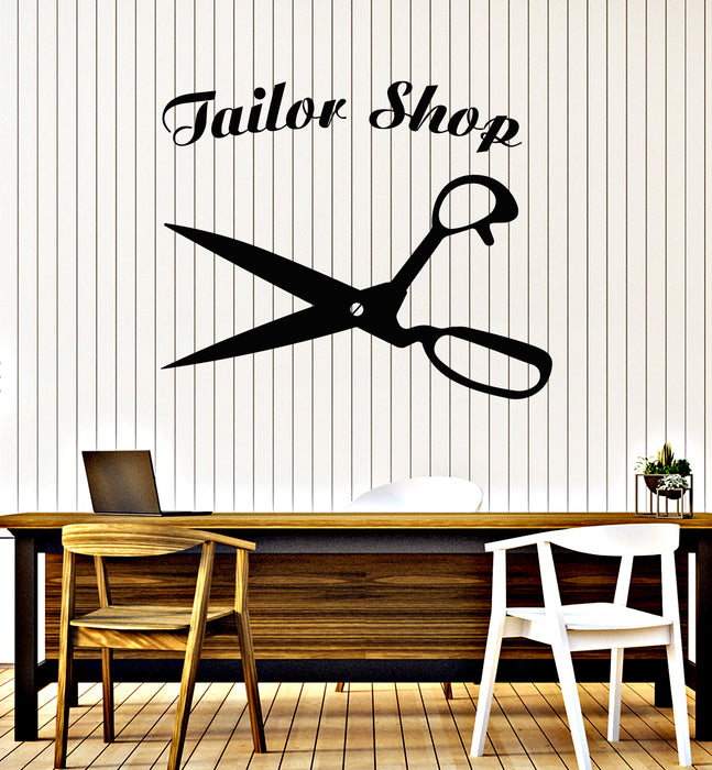 Vinyl Wall Decal Atelier Scissors Tailor Shop Clothing Designer Stickers Mural (g6460)