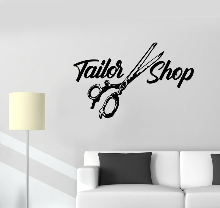Vinyl Wall Decal Clothing Fashion Design Tailor Shop Scissors Stickers Mural (g3771)