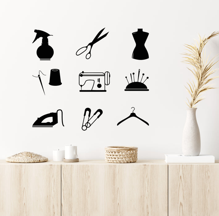 Vinyl Wall Decal Tailor Atelier Clothing Fashion Sewing Tools Stickers Mural (g6278)