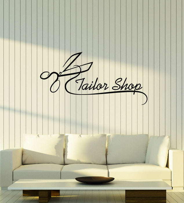 Vinyl Wall Decal Tailor Shop Atelier Clothing Fashion Scissors Stickers Mural (g4485)