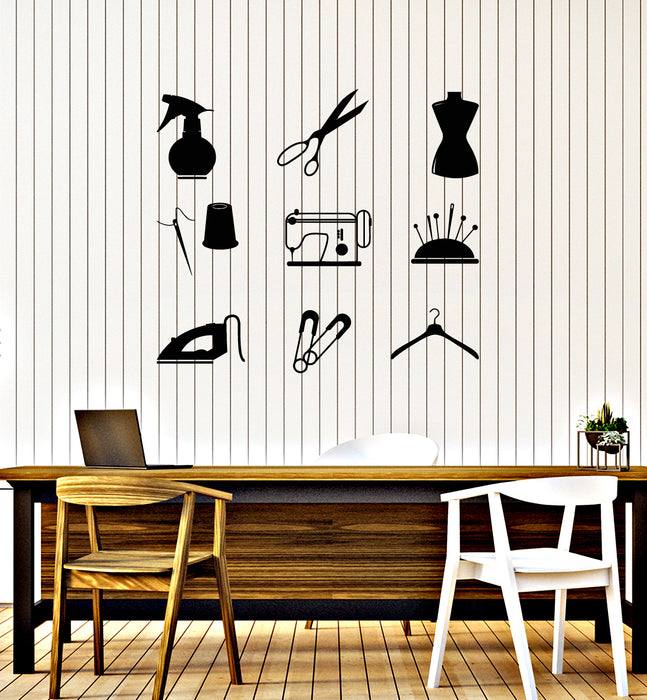 Vinyl Wall Decal Tailor Atelier Clothing Fashion Sewing Tools Stickers Mural (g6278)