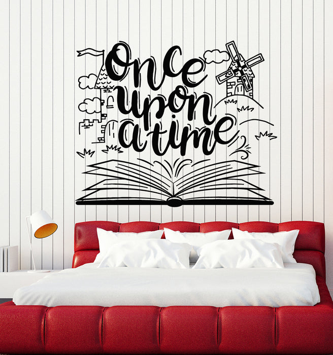 Vinyl Wall Decal Once Upon A Time Tale Book Library Nursery Kids Room Stickers Mural (g1507)