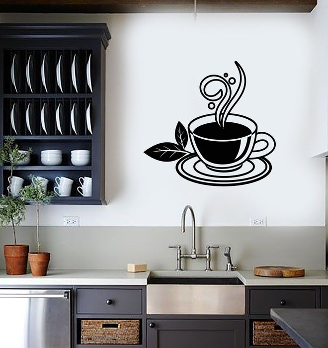 Vinyl Wall Decal Tea Cup House Drinking Green Shop Cafe Kitchen Stickers Mural (g2163)