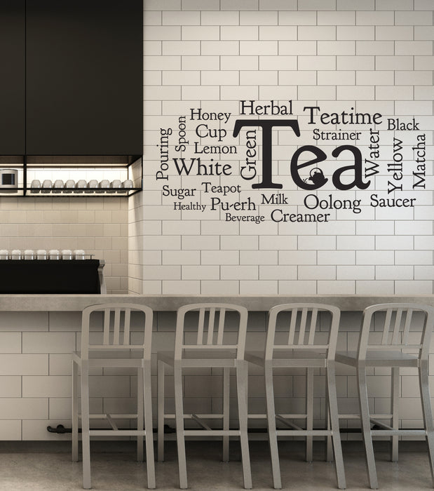 Vinyl Wall Decal Tea Words Cloud Kitchen Dining Break Room Cafe Stickers Mural (ig6059)