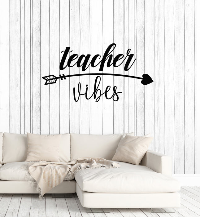 Vinyl Wall Decal Calligraphy Lettering School Quote Teacher Vibes Stickers Mural (g3604)