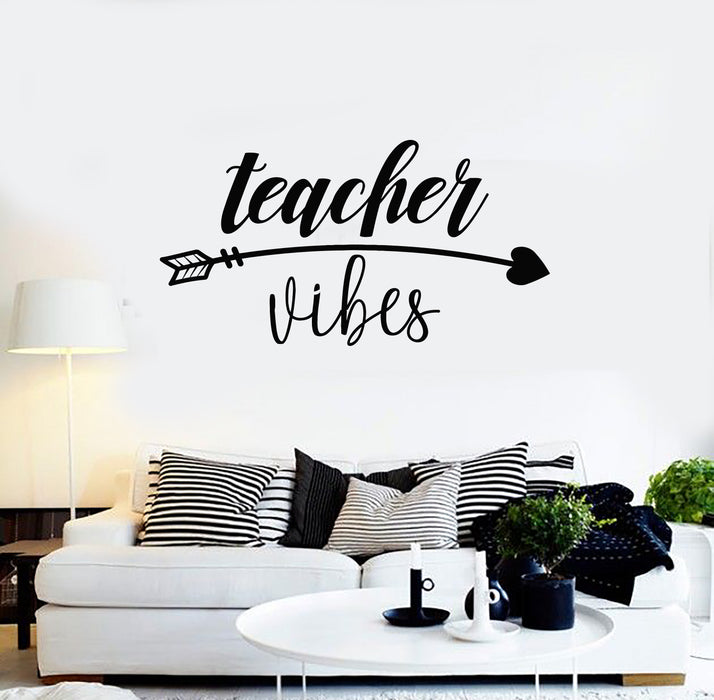 Vinyl Wall Decal Calligraphy Lettering School Quote Teacher Vibes Stickers Mural (g3604)