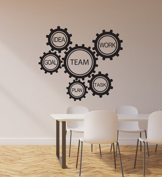 Vinyl Wall Decal Gears Teamwork Team Idea Office Room Art Stickers Mural (ig6126)
