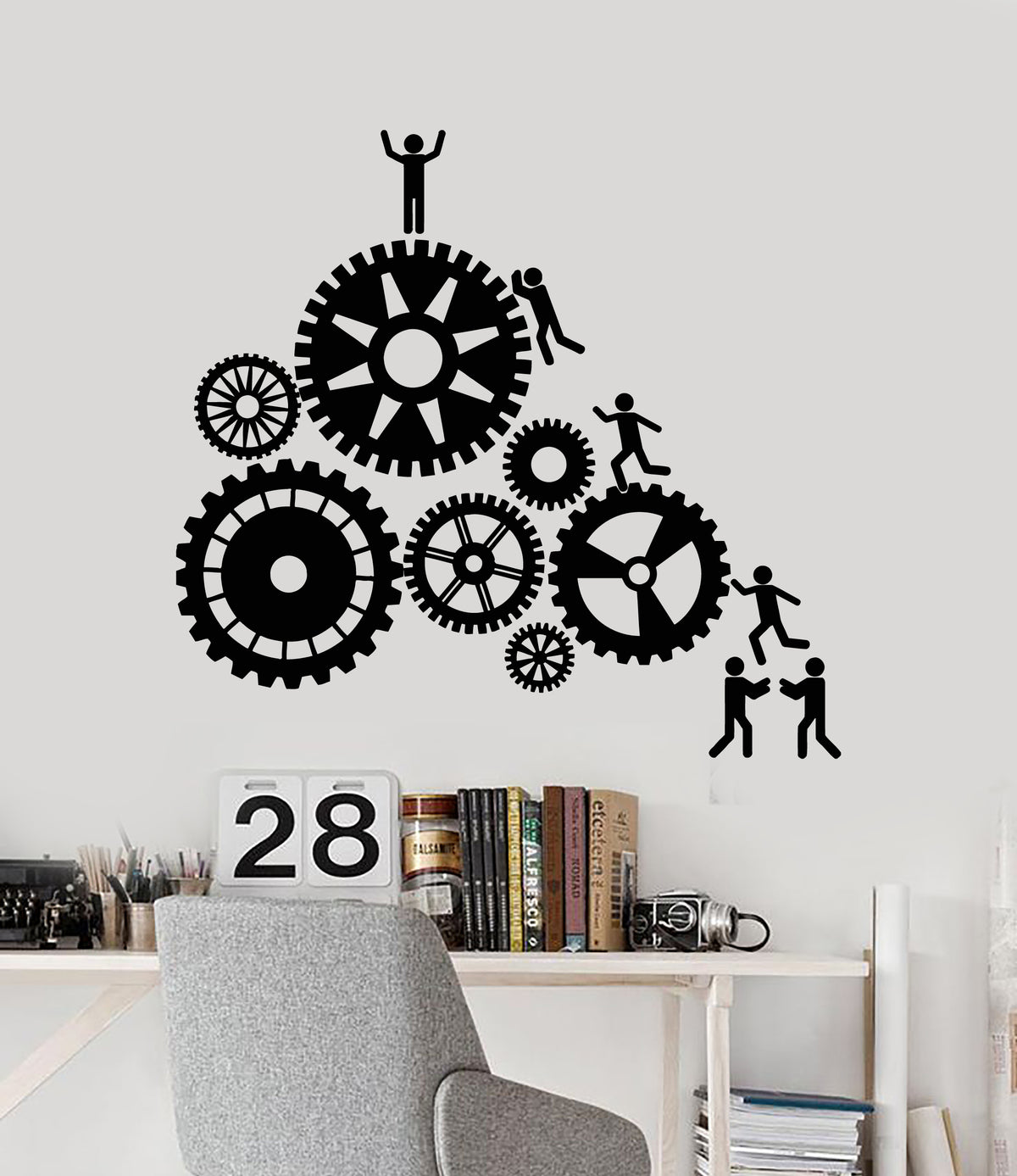 Vinyl Wall Decal Teamwork Gears People Office Work Success Stickers Mu ...