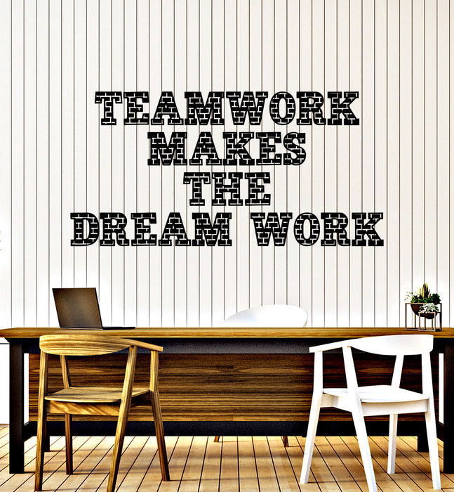 Vinyl Wall Decal Teamwork Makes The Dream Work Quote Office Team Business Inspirational Phrase Stickers Mural (ig6234)
