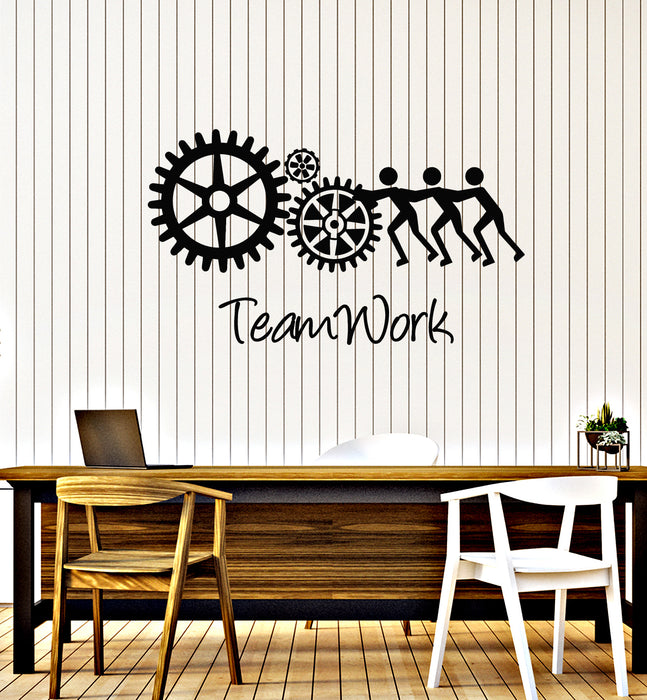 Vinyl Wall Decal Office Team Teamwork Gears Business People Work Stickers Mural (g1886)