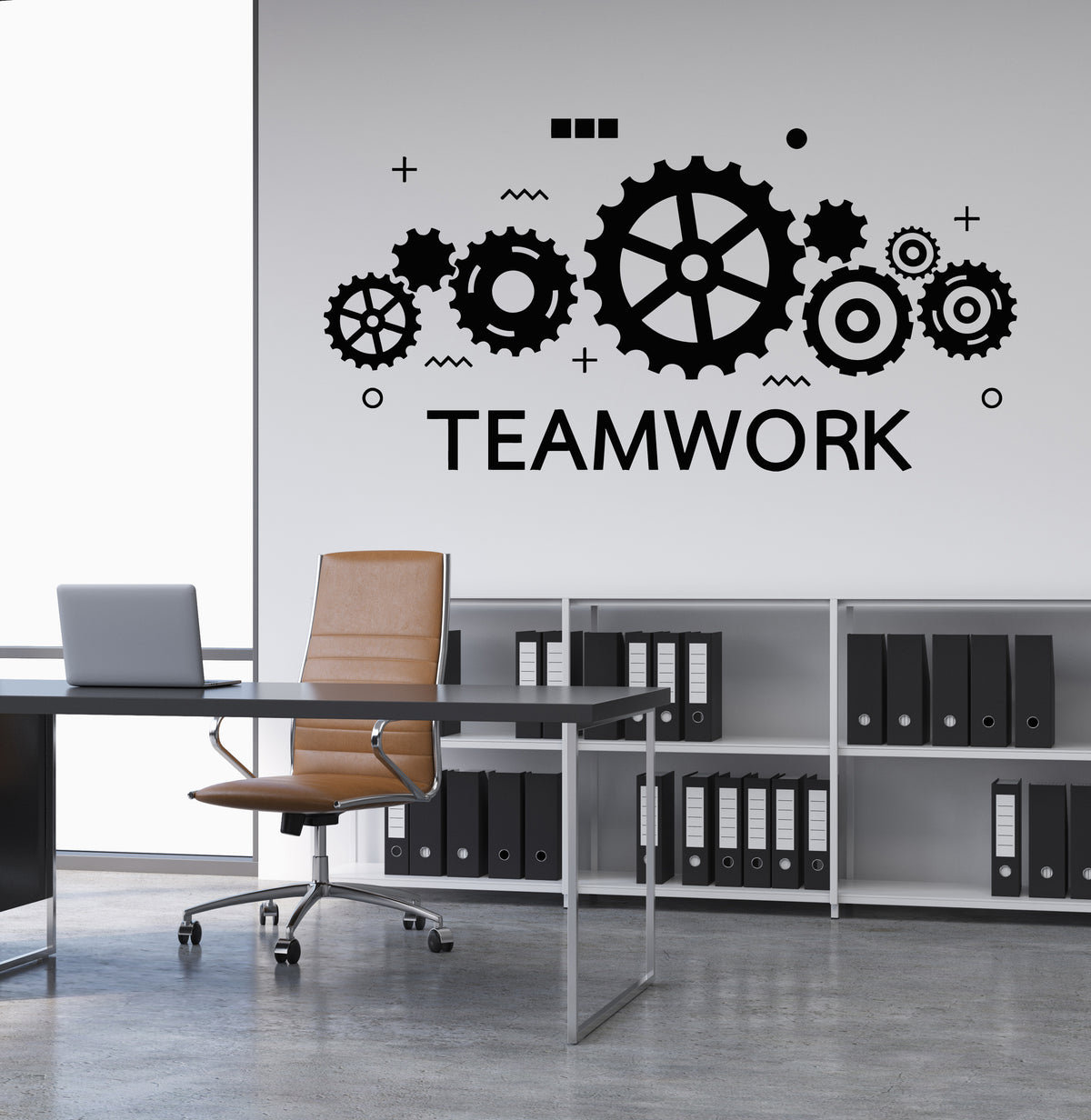 Vinyl Wall Decal Teamwork Gears Office Space Team Decor Stickers Mural