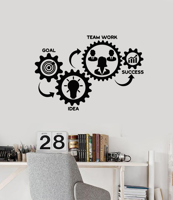 Vinyl Wall Decal Office Teamwork Job Work Gears Succes Idea Stickers Mural (g4226)