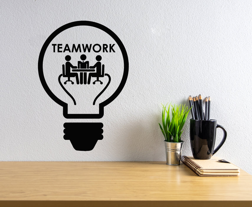Vinyl Wall Decal Teamwork Job Work Office Interior Bulb Lamp Idea Stickers Mural (g5543)