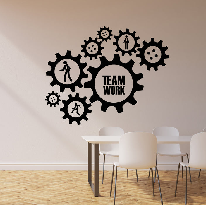 Vinyl Wall Decal Teamwork Gears Success Team Work Business Office Space Motivational Stickers Mural (ig6330)
