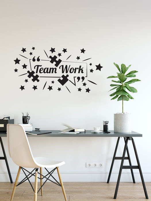Team Work Wall Vinyl Decal Lettering Stars Puzzle Quotes Stickers Mural (k333)
