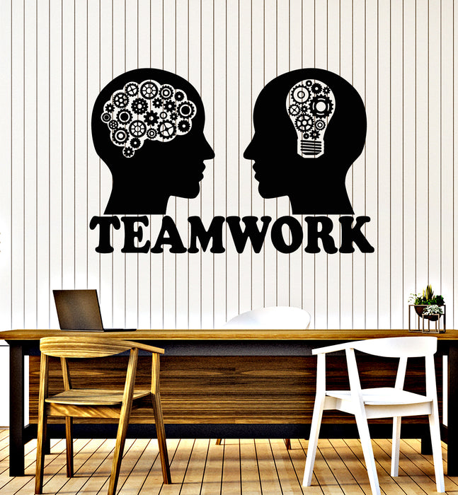 Vinyl Wall Decal Emotional Intelligence Lightbulb Brain Team Work Office Stickers Mural (g3184)