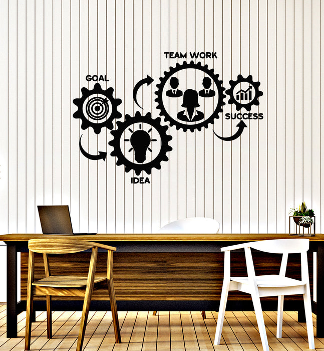 Vinyl Wall Decal Office Teamwork Job Work Gears Succes Idea Stickers Mural (g4226)