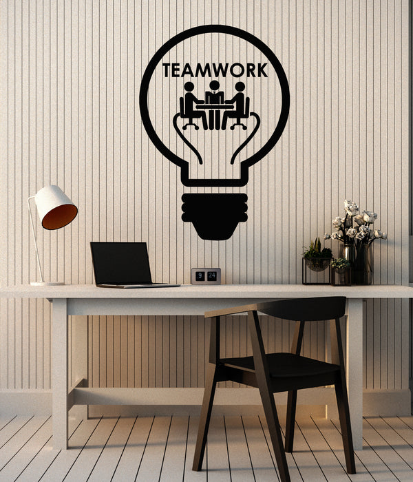 Vinyl Wall Decal Teamwork Job Work Office Interior Bulb Lamp Idea Stickers Mural (g5543)