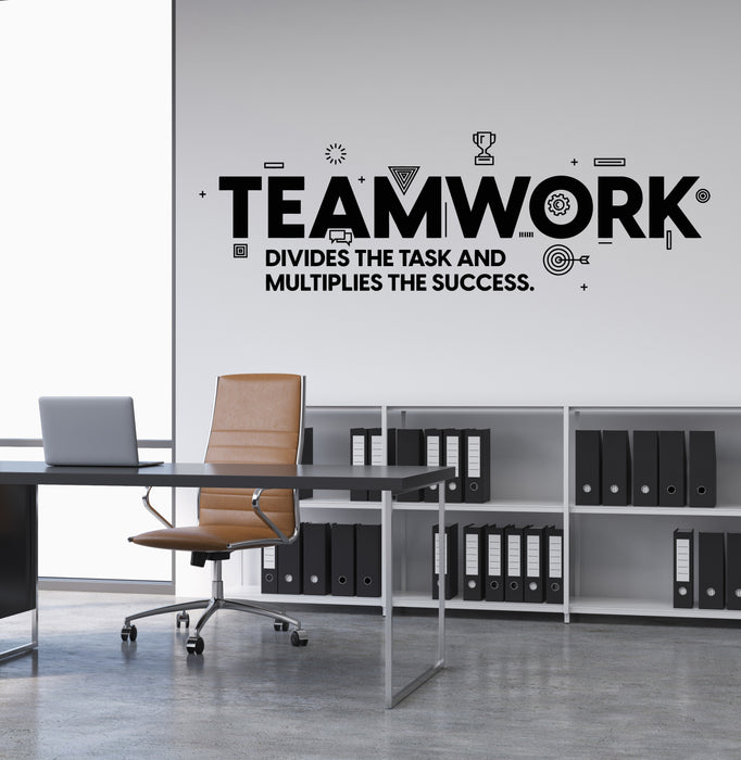 Vinyl Wall Decal Teamwork Success Office Space Quote Business Stickers Mural (g8260)