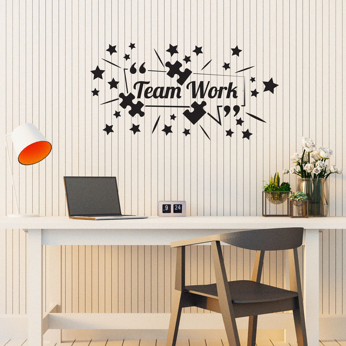Team Work Wall Vinyl Decal Lettering Stars Puzzle Quotes Stickers Mural (k333)