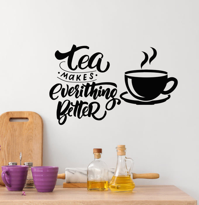 Vinyl Wall Decal Tea Time Ceremony Kitchen Quote Cafe Phrase Stickers Mural (g5911)