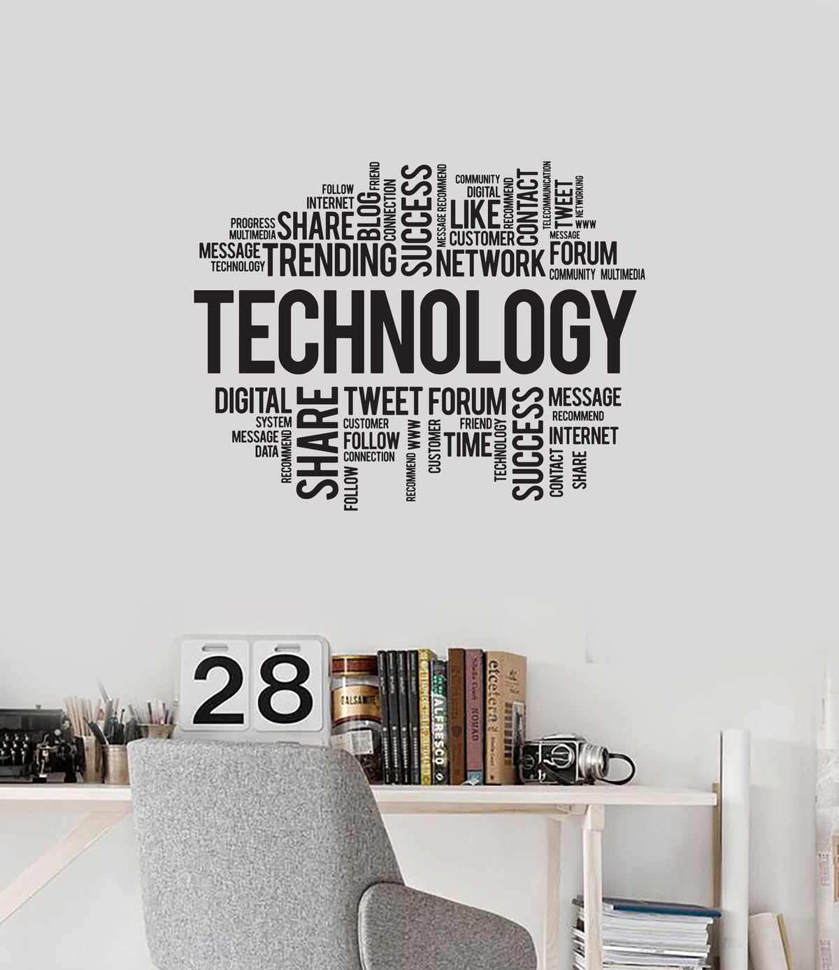 It Wall Sticker Vinyl Wall Decal Internet Technology Digital Network Words Cloud Stick ...