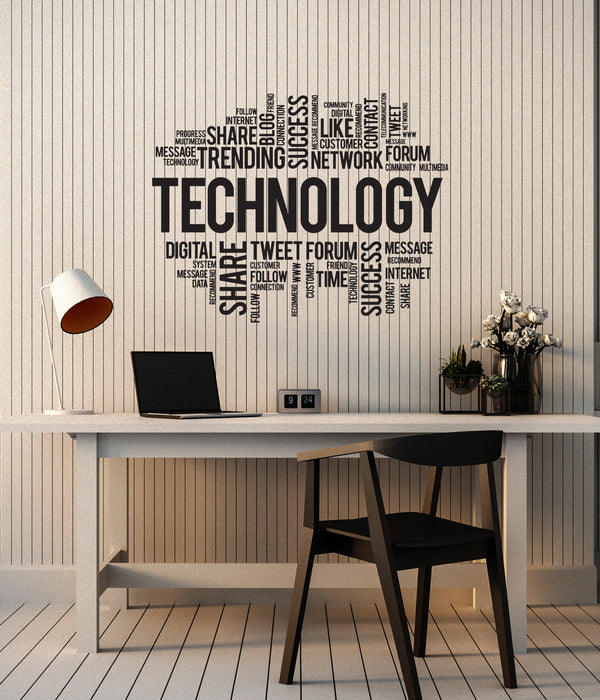 It Wall Sticker Vinyl Wall Decal Internet Technology Digital Network Words Cloud Stick ...